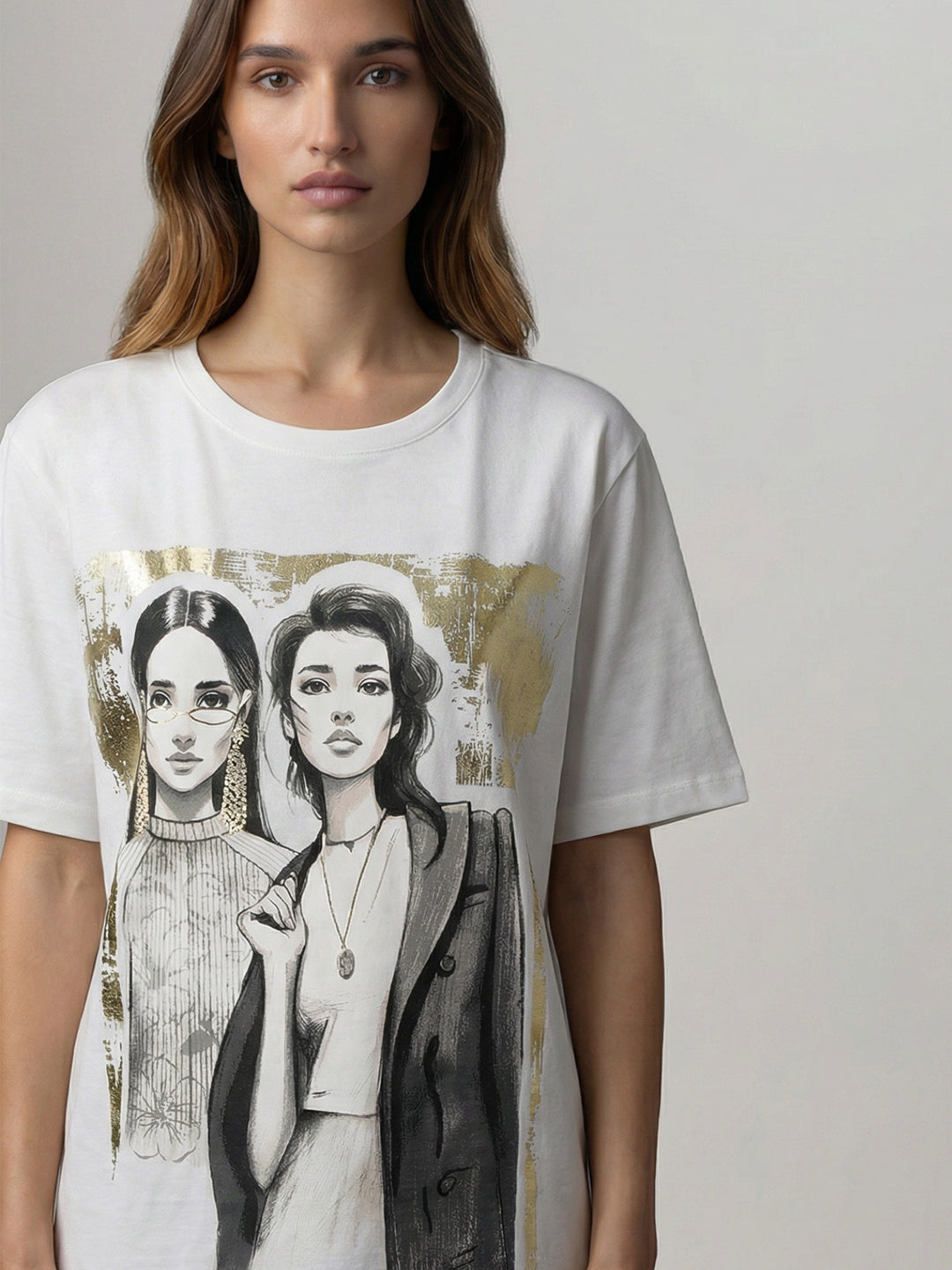 White Graphic Print T-Shirt