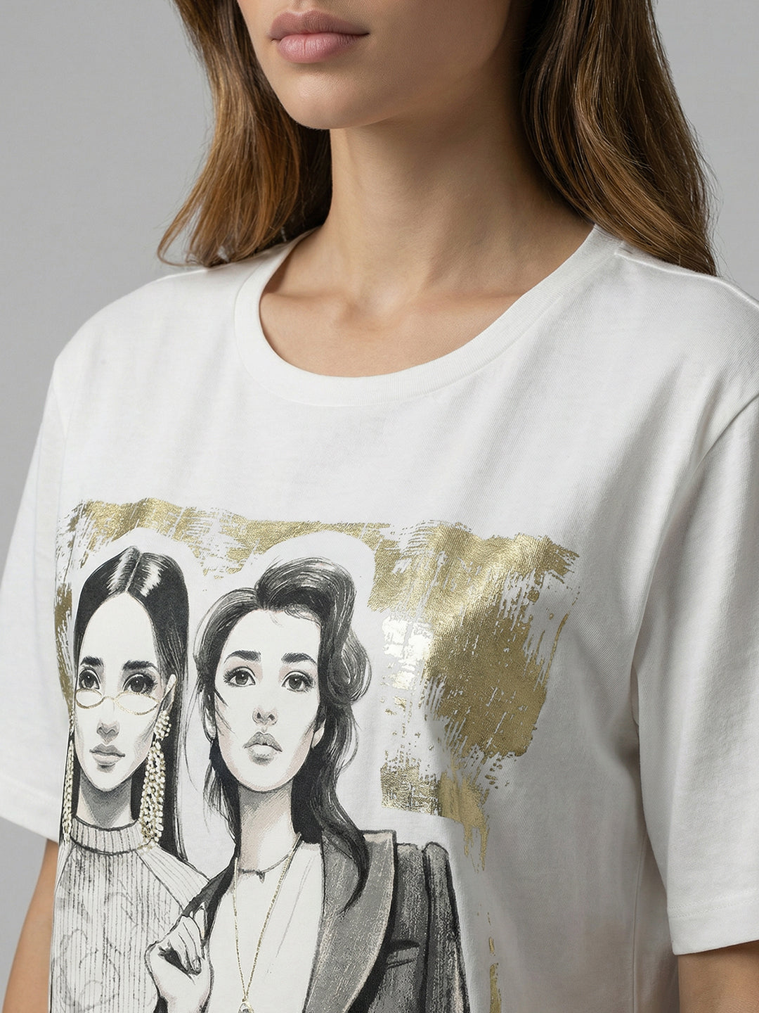 White Graphic Print T-Shirt