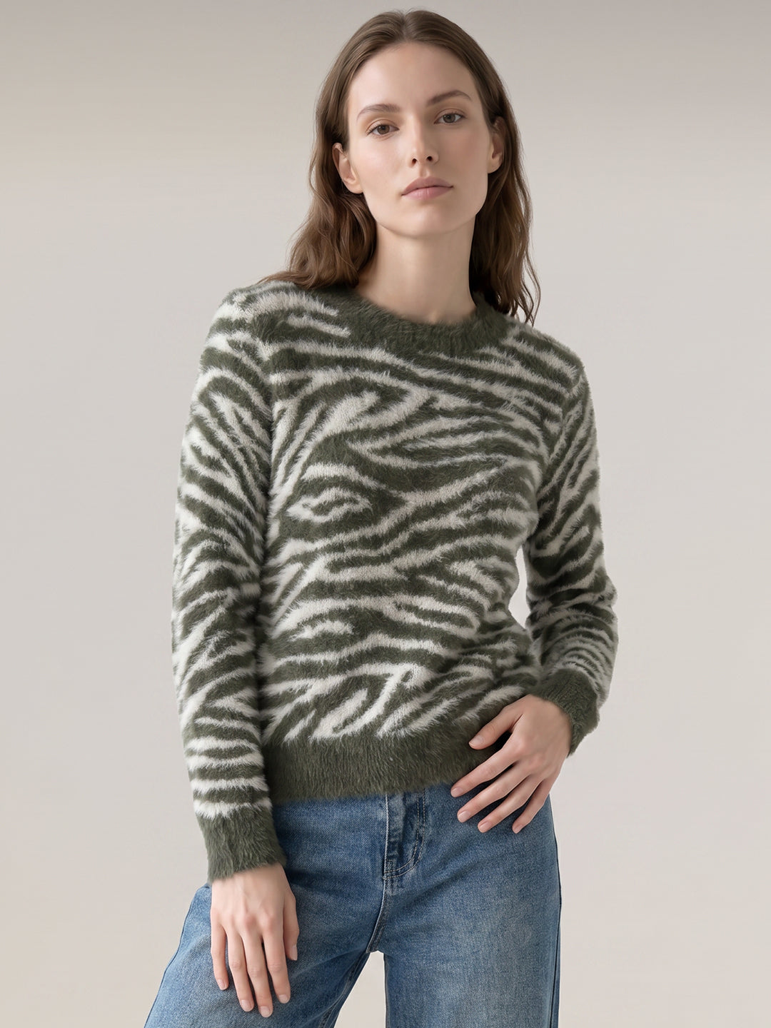 Animal Print O-Neck Pullover