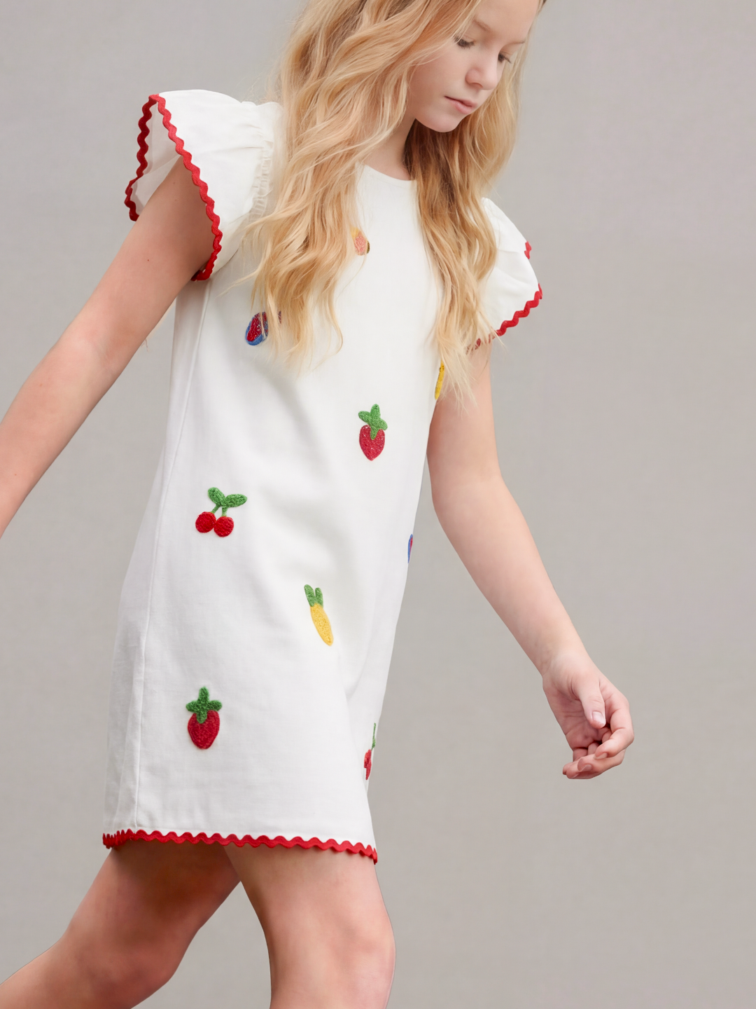 GIRLS Embroidered Flutter Sleeve Dress