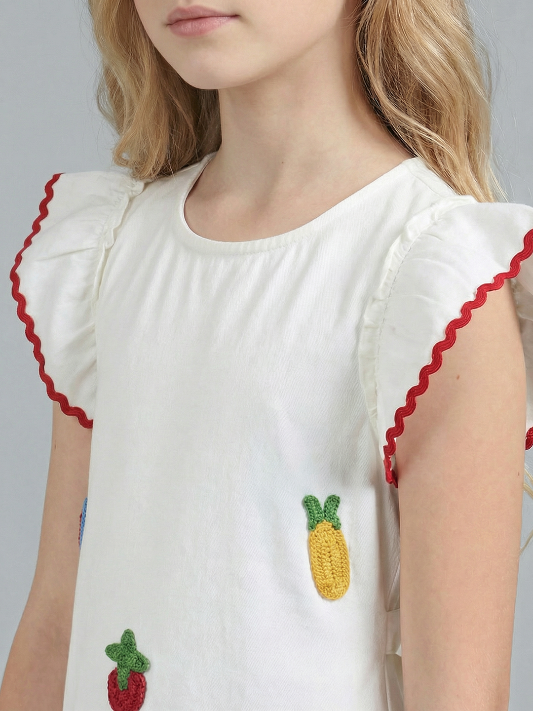 GIRLS Embroidered Flutter Sleeve Dress