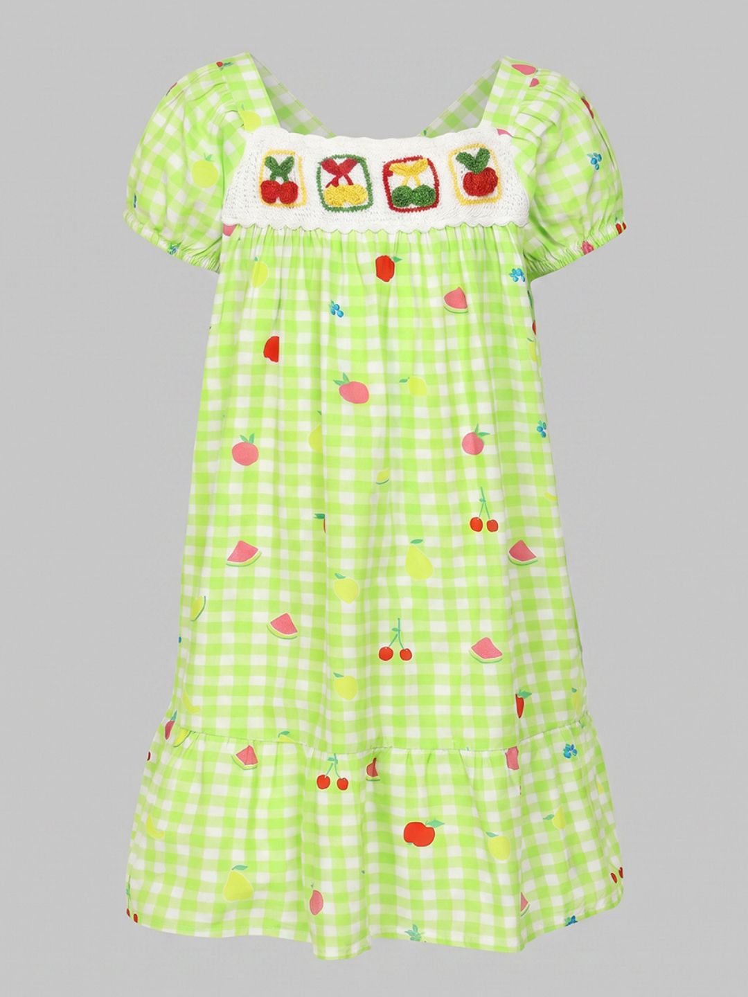 GIRLS Green Gingham Check Dress
