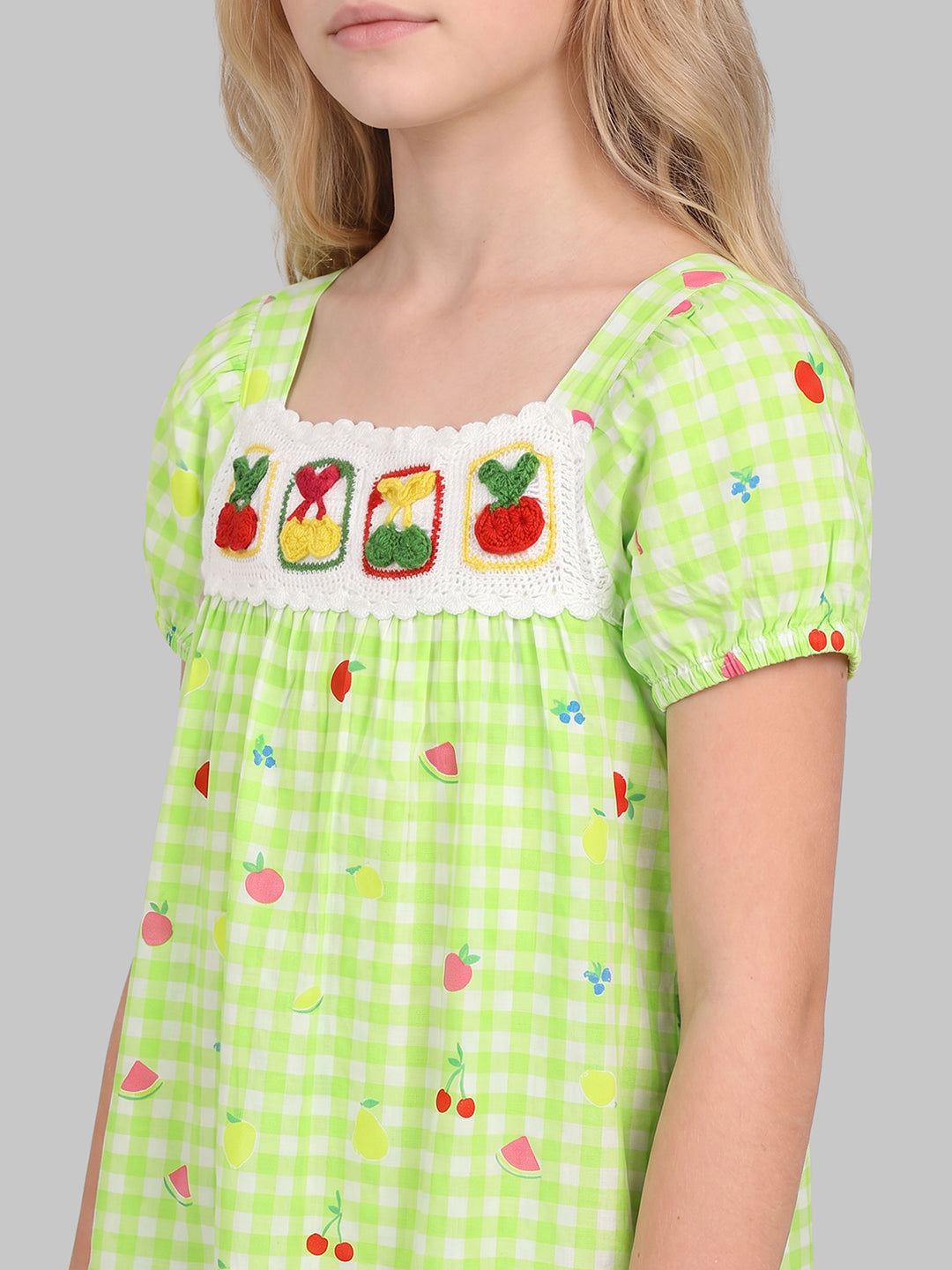 GIRLS Green Gingham Check Dress