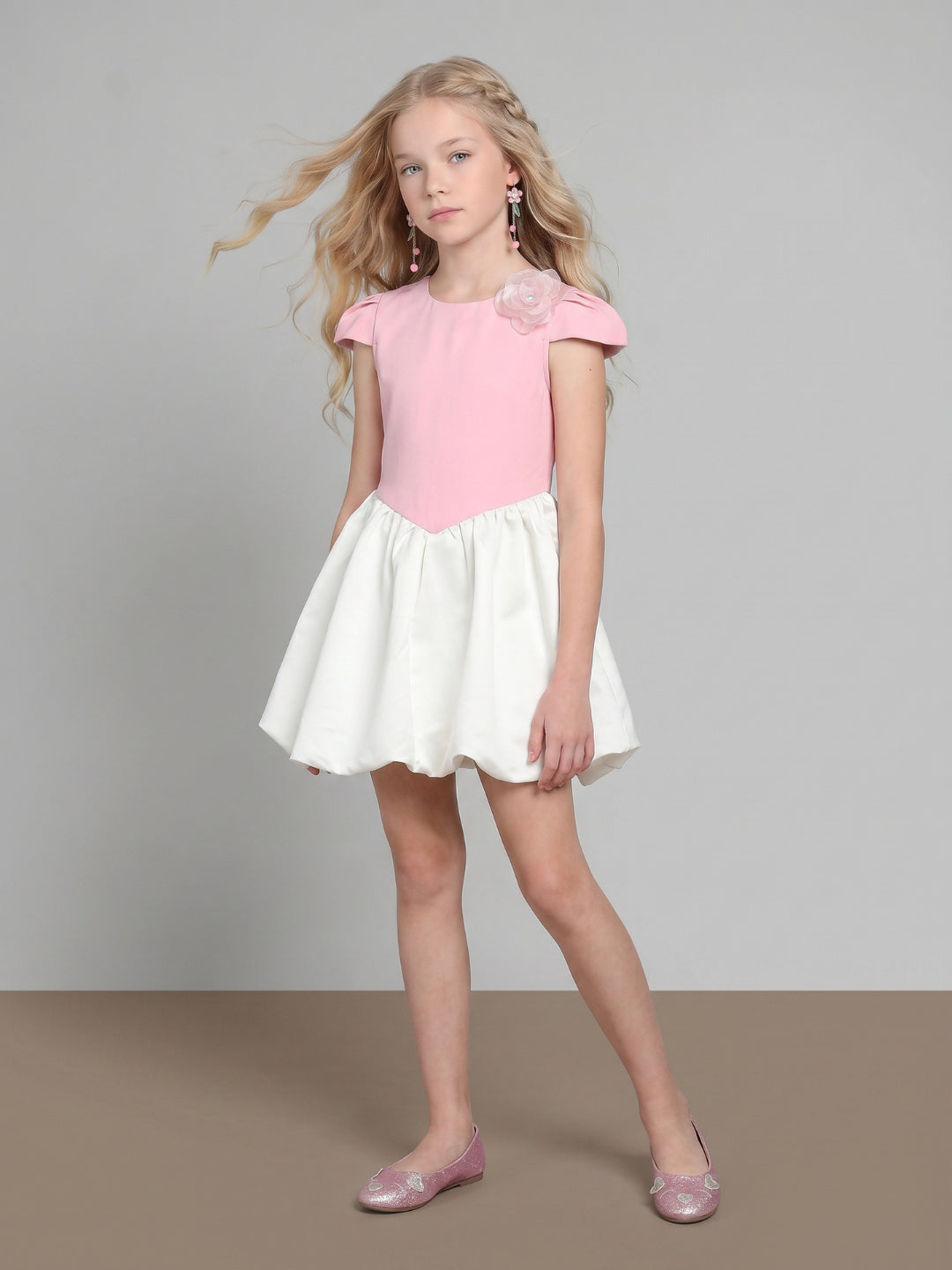 GIRLS Pink Colourblocked Dress