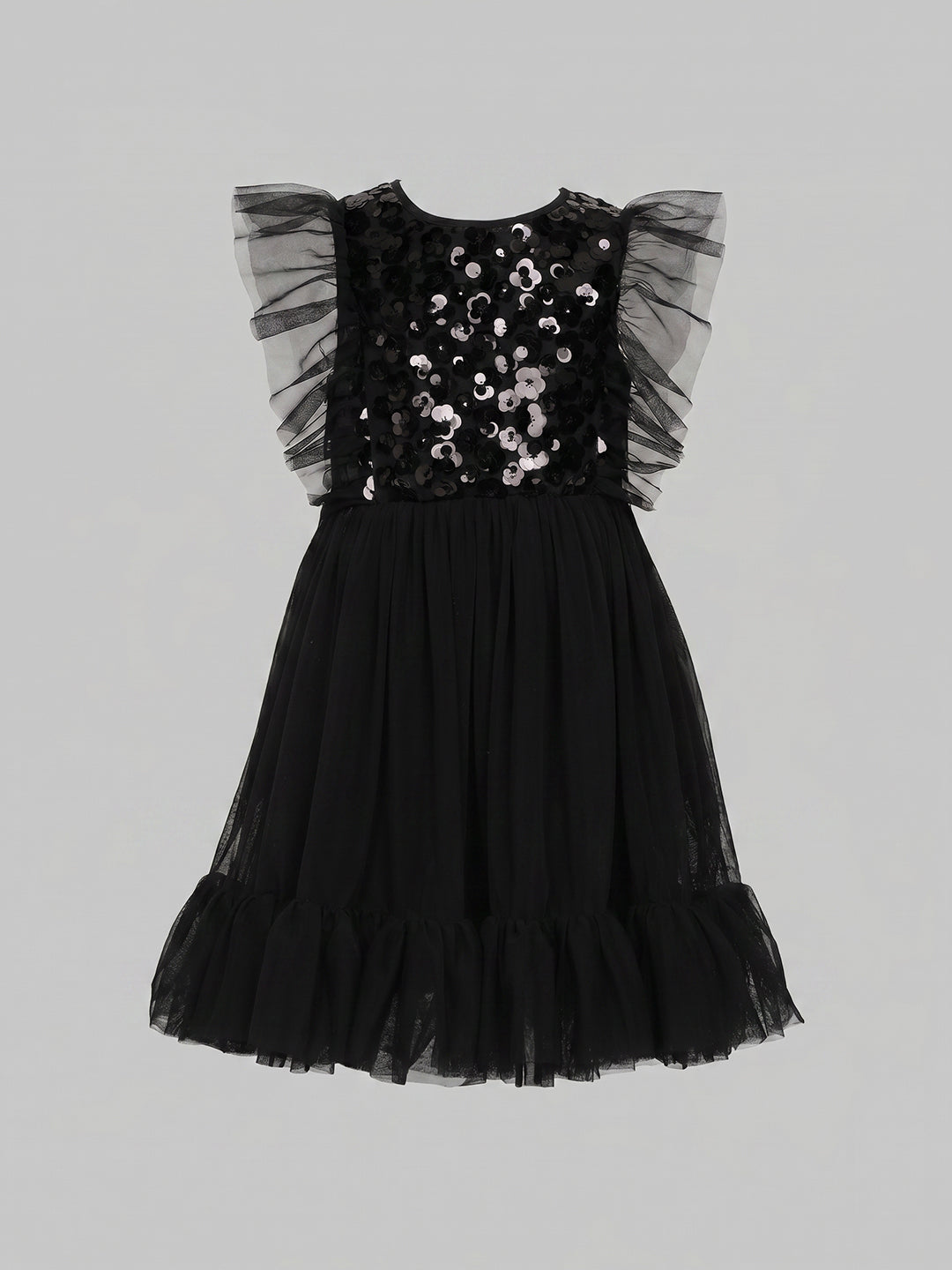 GIRLS Sequin Tulle Black Dress