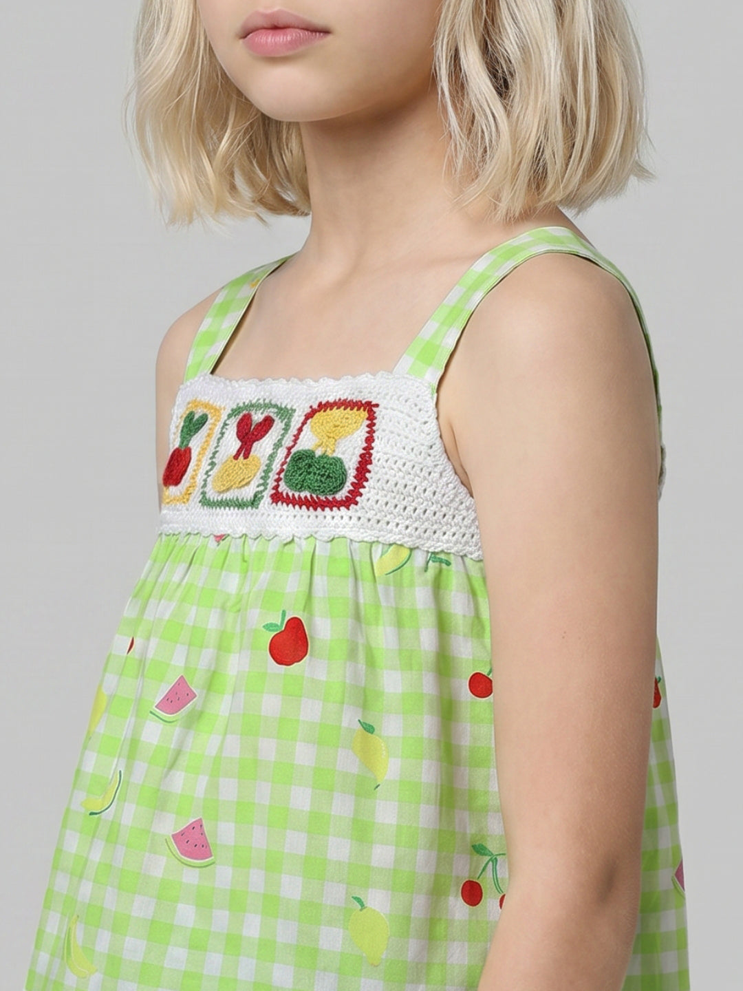 GIRLS Green Printed Cotton Top