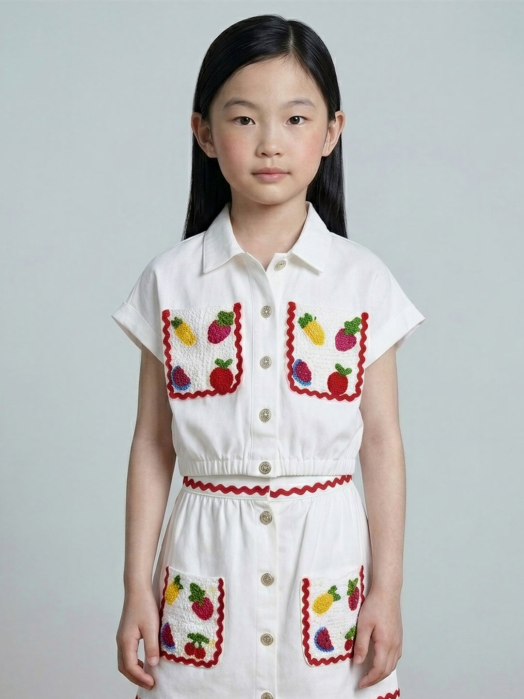 GIRLS Embroidered Cropped Shirt