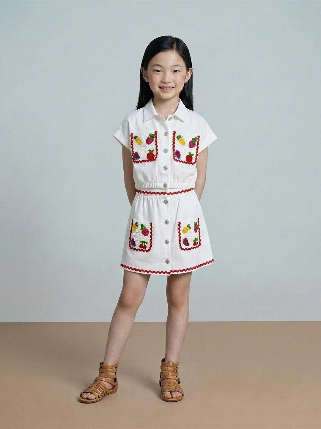 GIRLS Embroidered Cropped Shirt