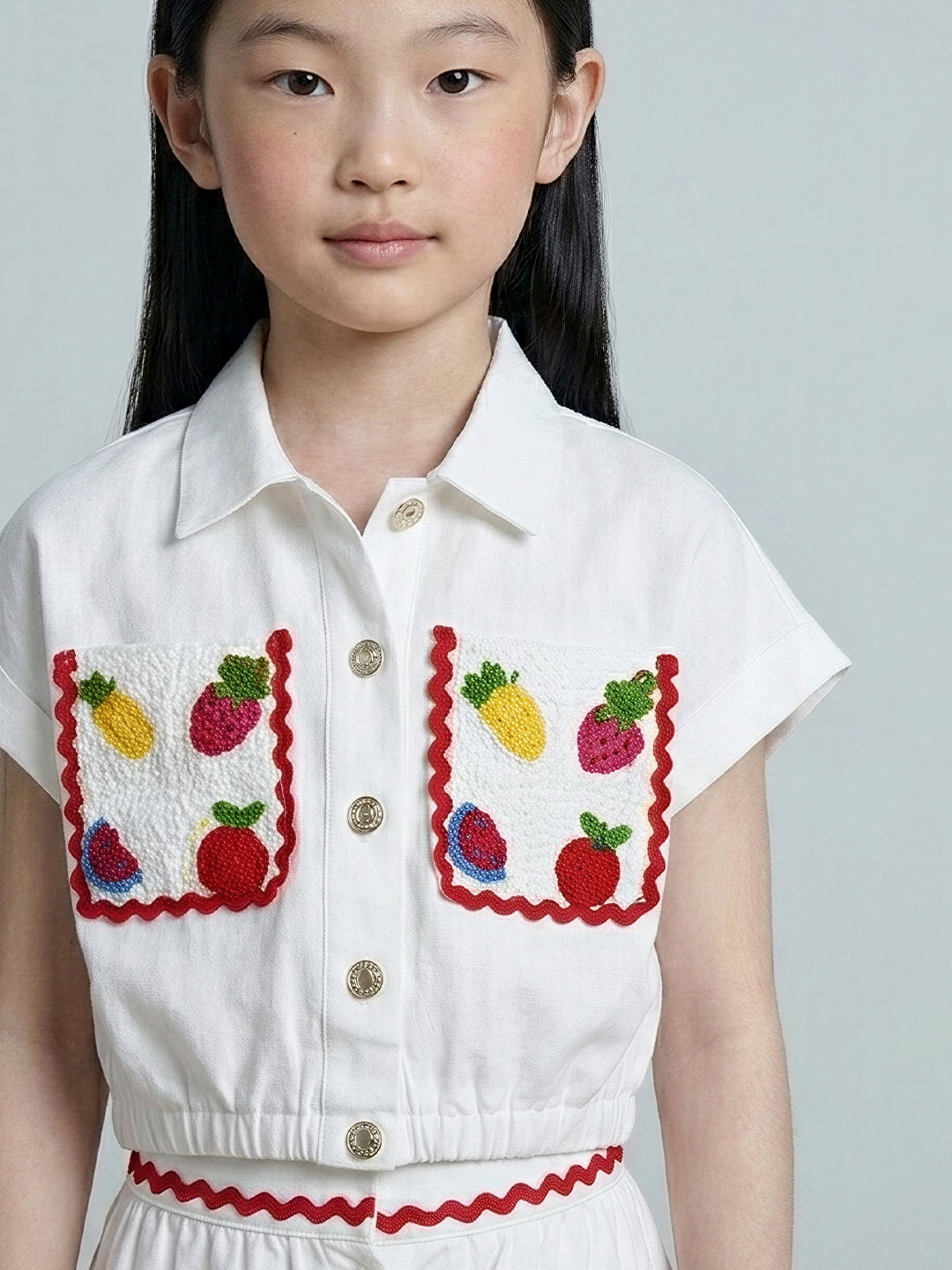 GIRLS Embroidered Cropped Shirt