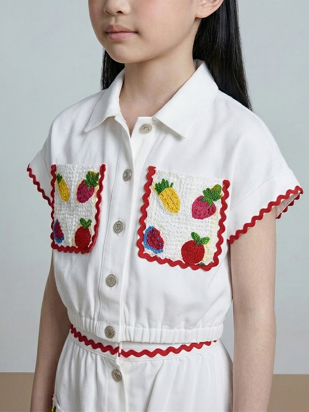 GIRLS Embroidered Cropped Shirt