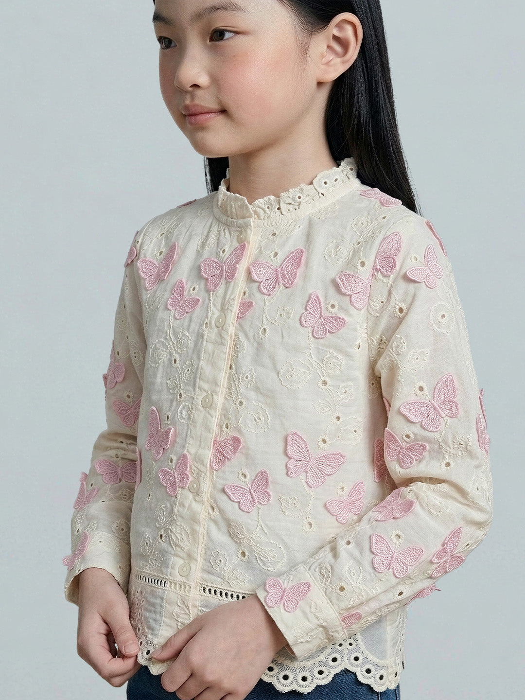 GIRLS Pink Embroidered Shirt