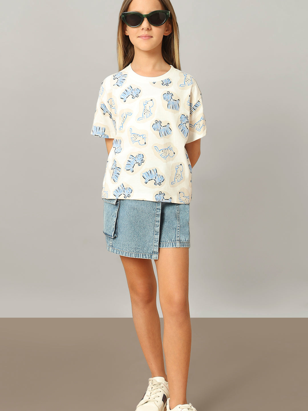 GIRL White Animal Print T-shirt