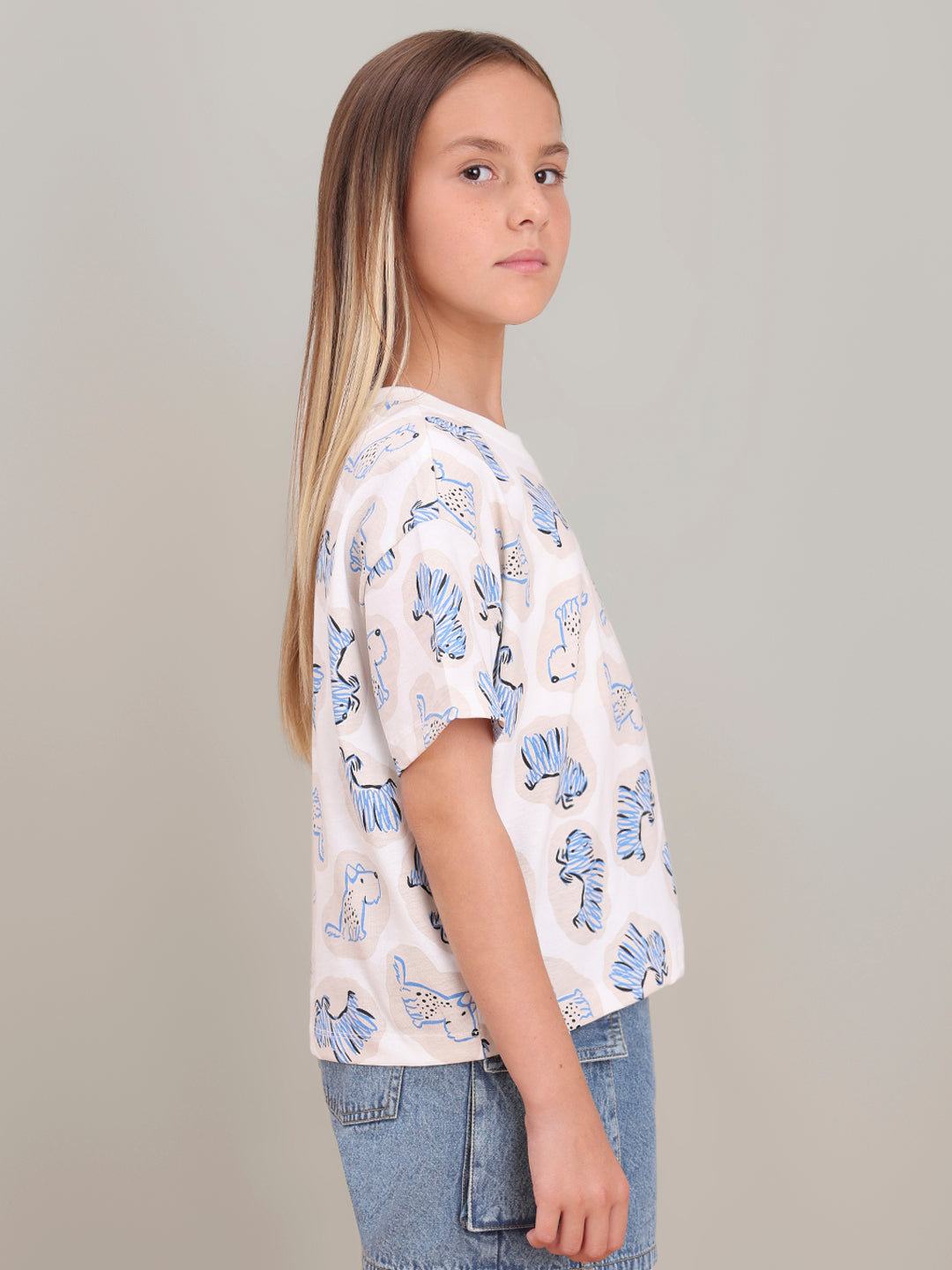 GIRL White Animal Print T-shirt