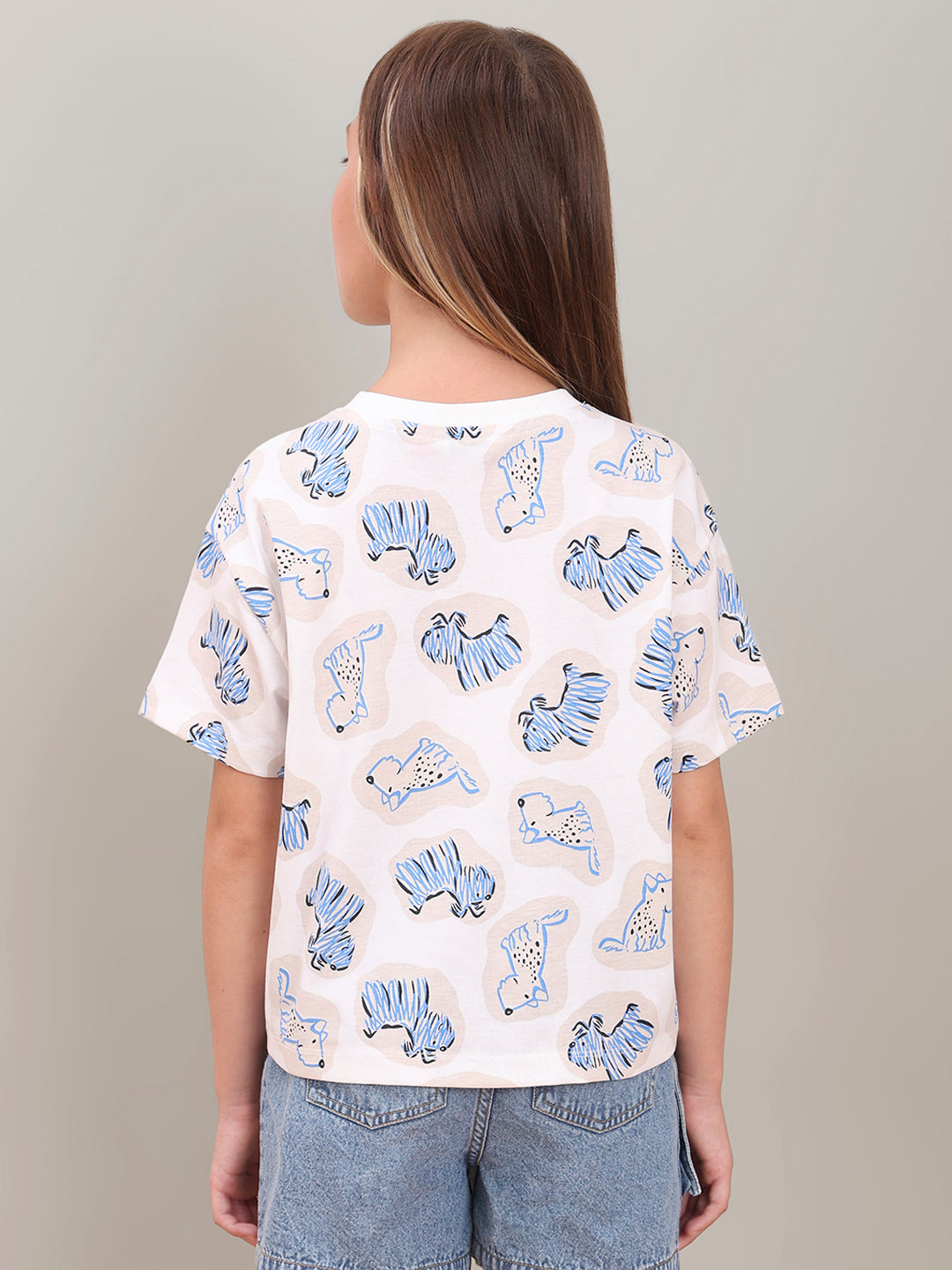GIRL White Animal Print T-shirt