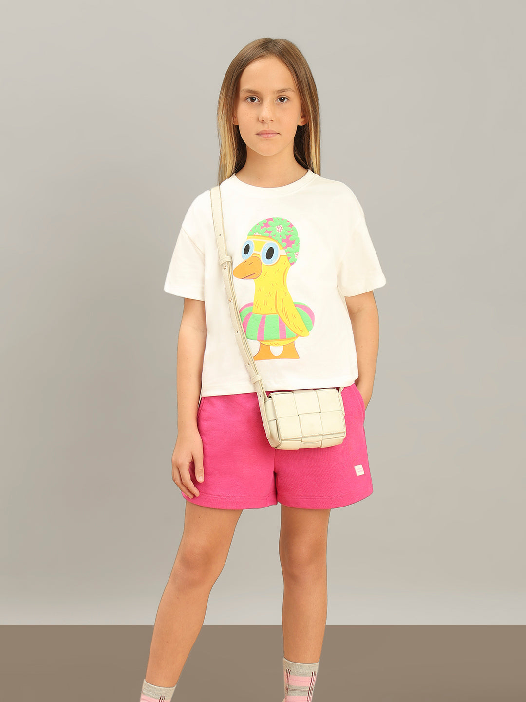 GIRL White Duck Print T-shirt