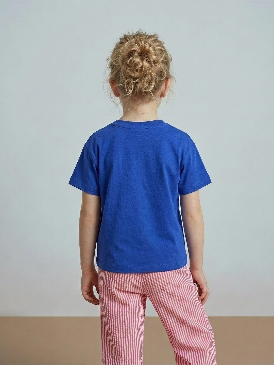 GIRLS Blue Printed Cotton T-shirt