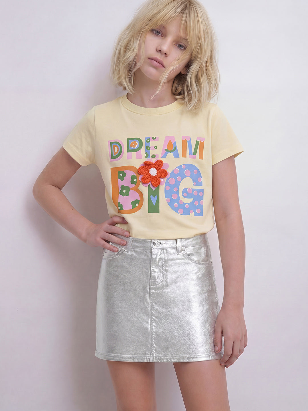GIRLS Yellow Graphic Print T-shirt