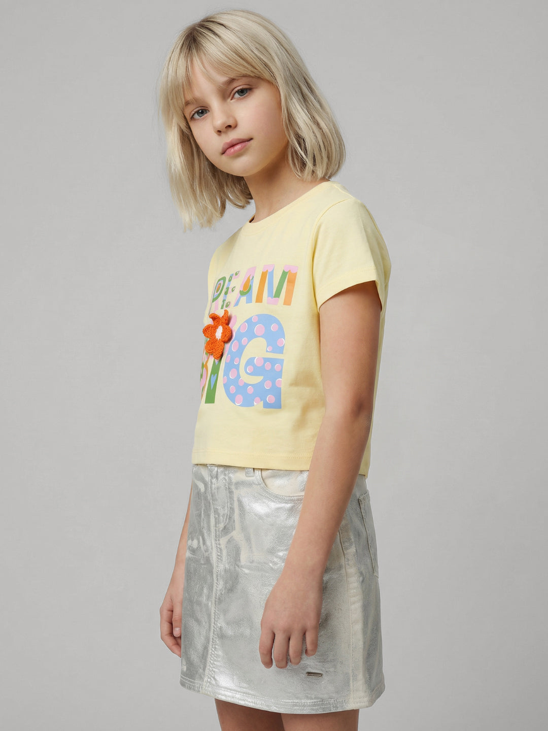 GIRLS Yellow Graphic Print T-shirt