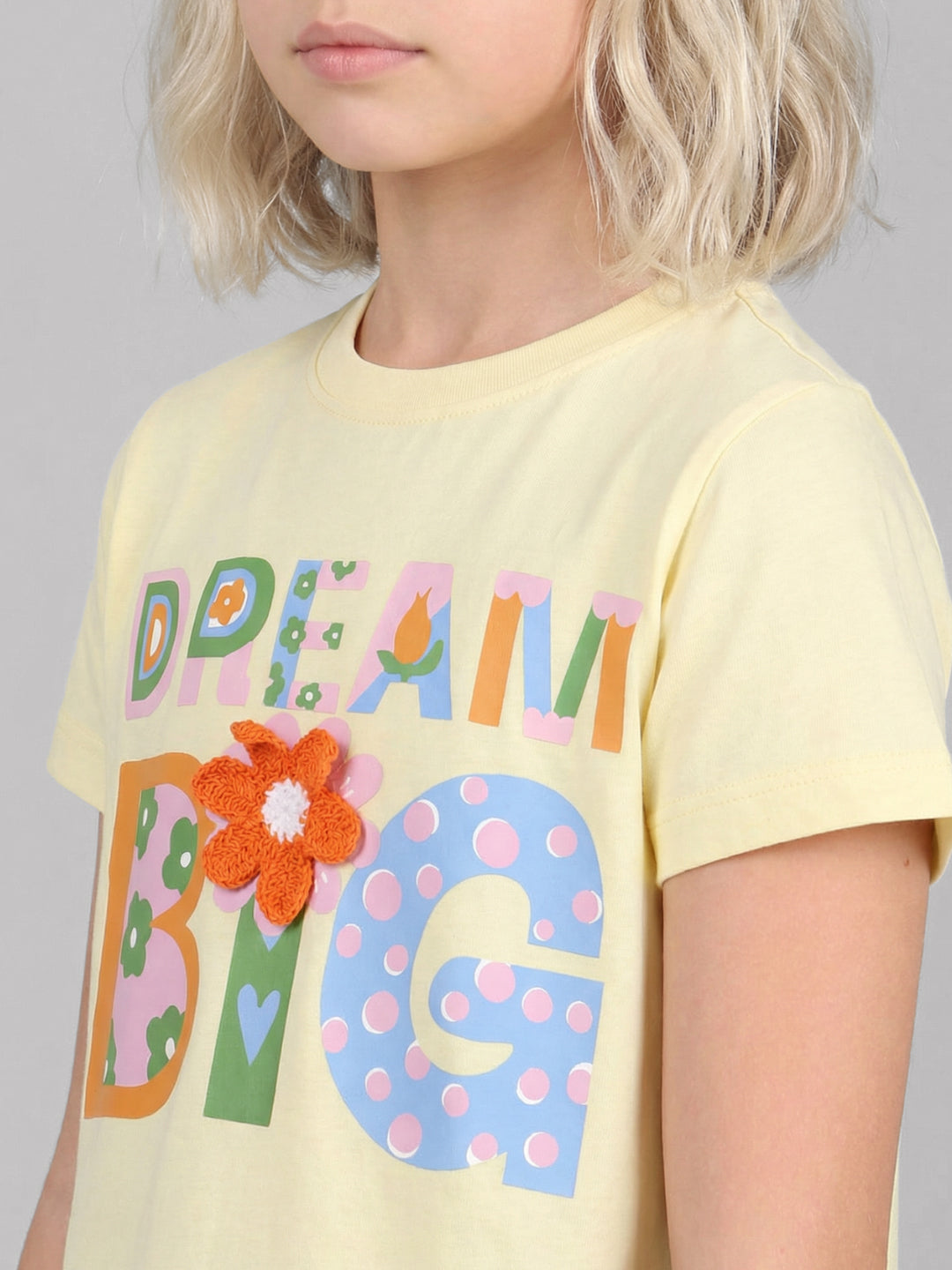 GIRLS Yellow Graphic Print T-shirt