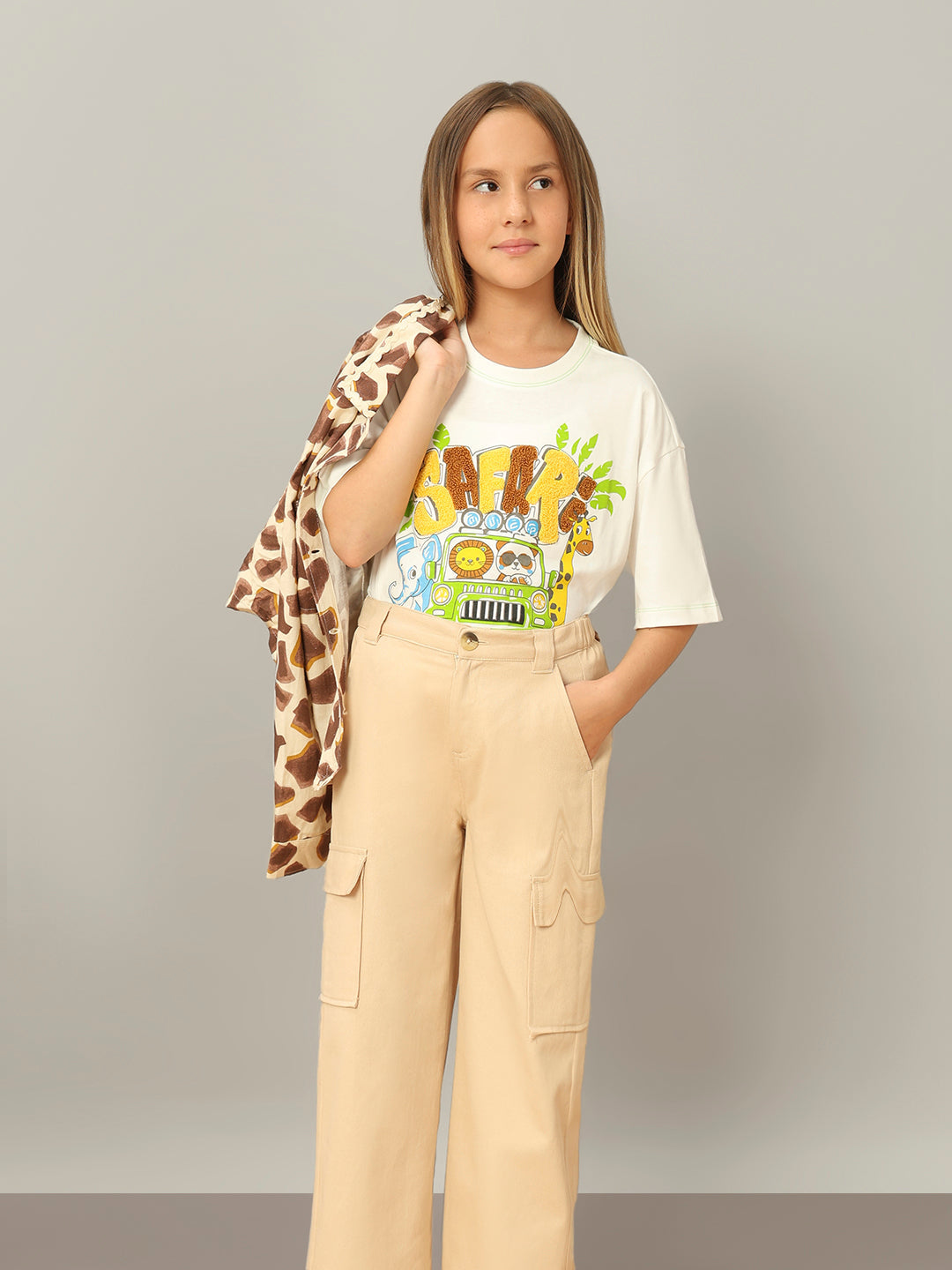 GIRL White Printed Cotton T-shirt