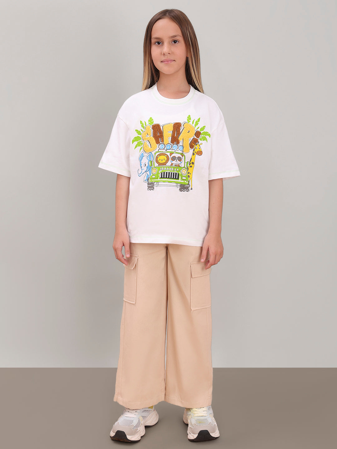 GIRL White Printed Cotton T-shirt