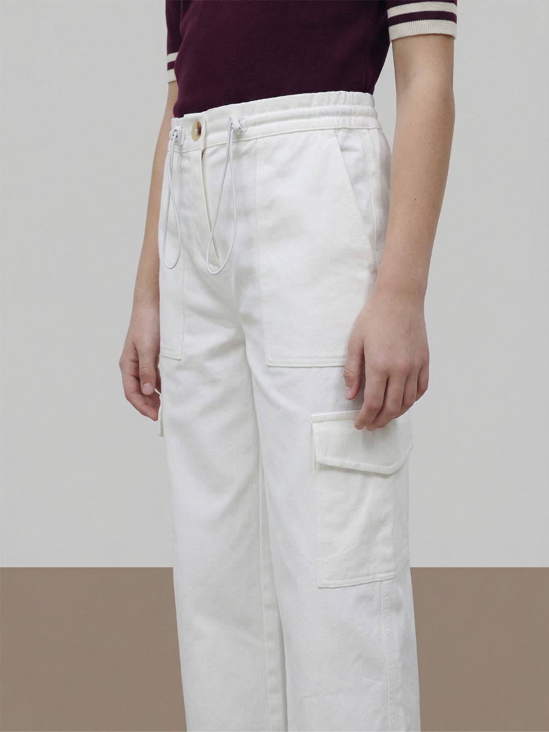 GIRLS White Mid Rise Wide Leg Pants