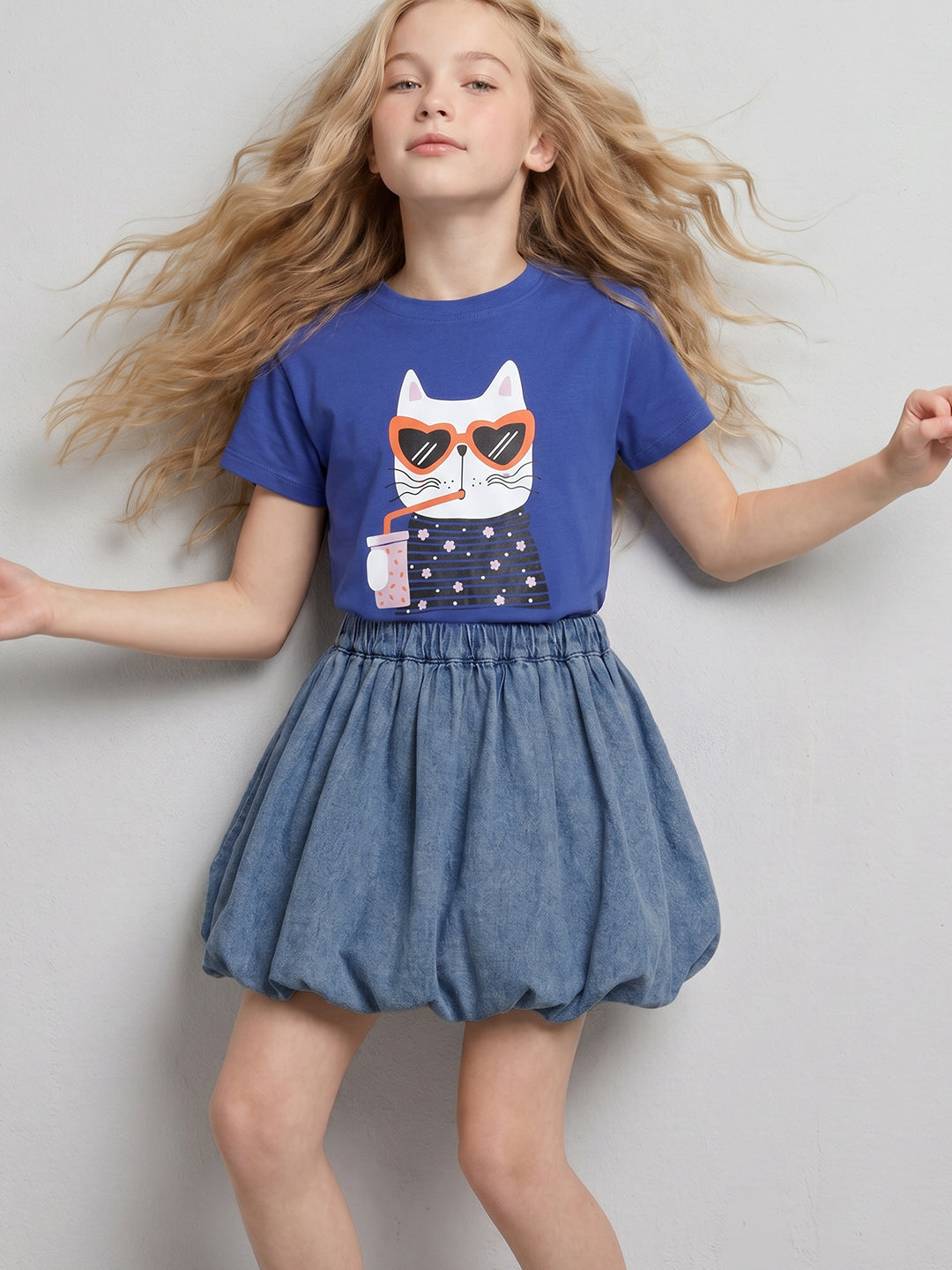 GIRLS Blue Bubble Hem Skirt