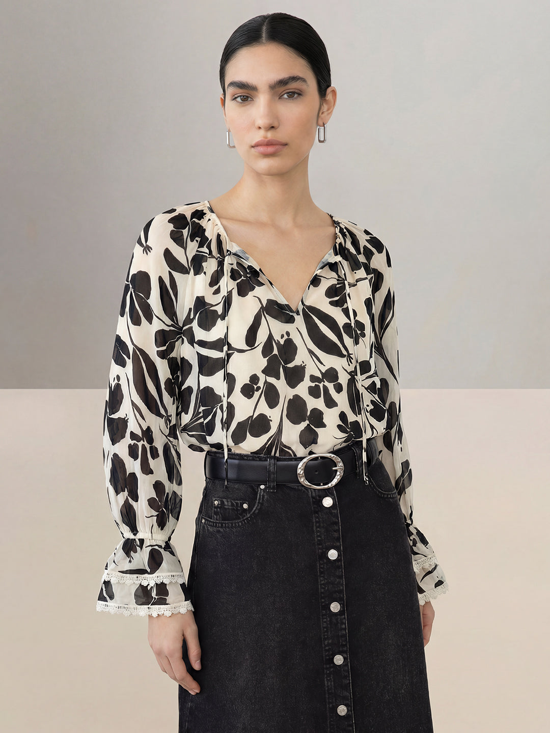 Ecru Printed Top