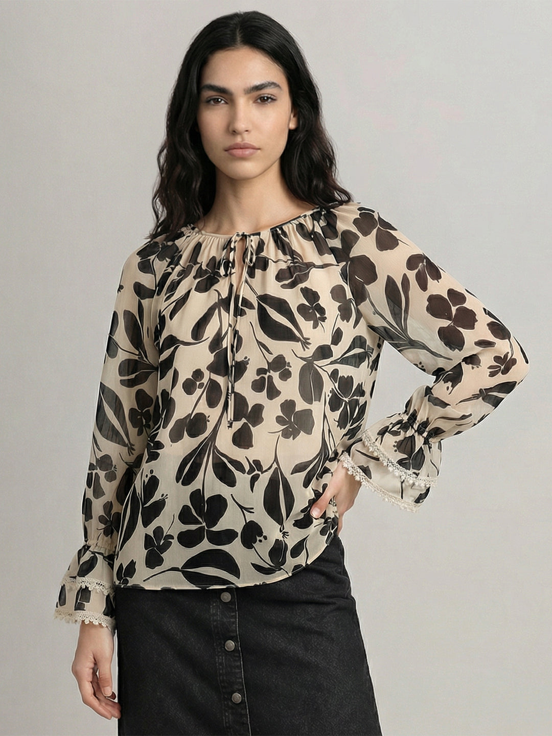 Ecru Printed Top