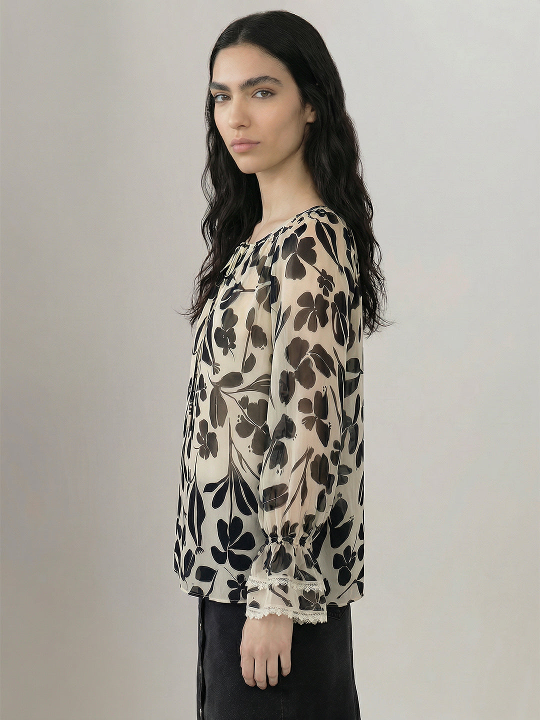 Ecru Printed Top