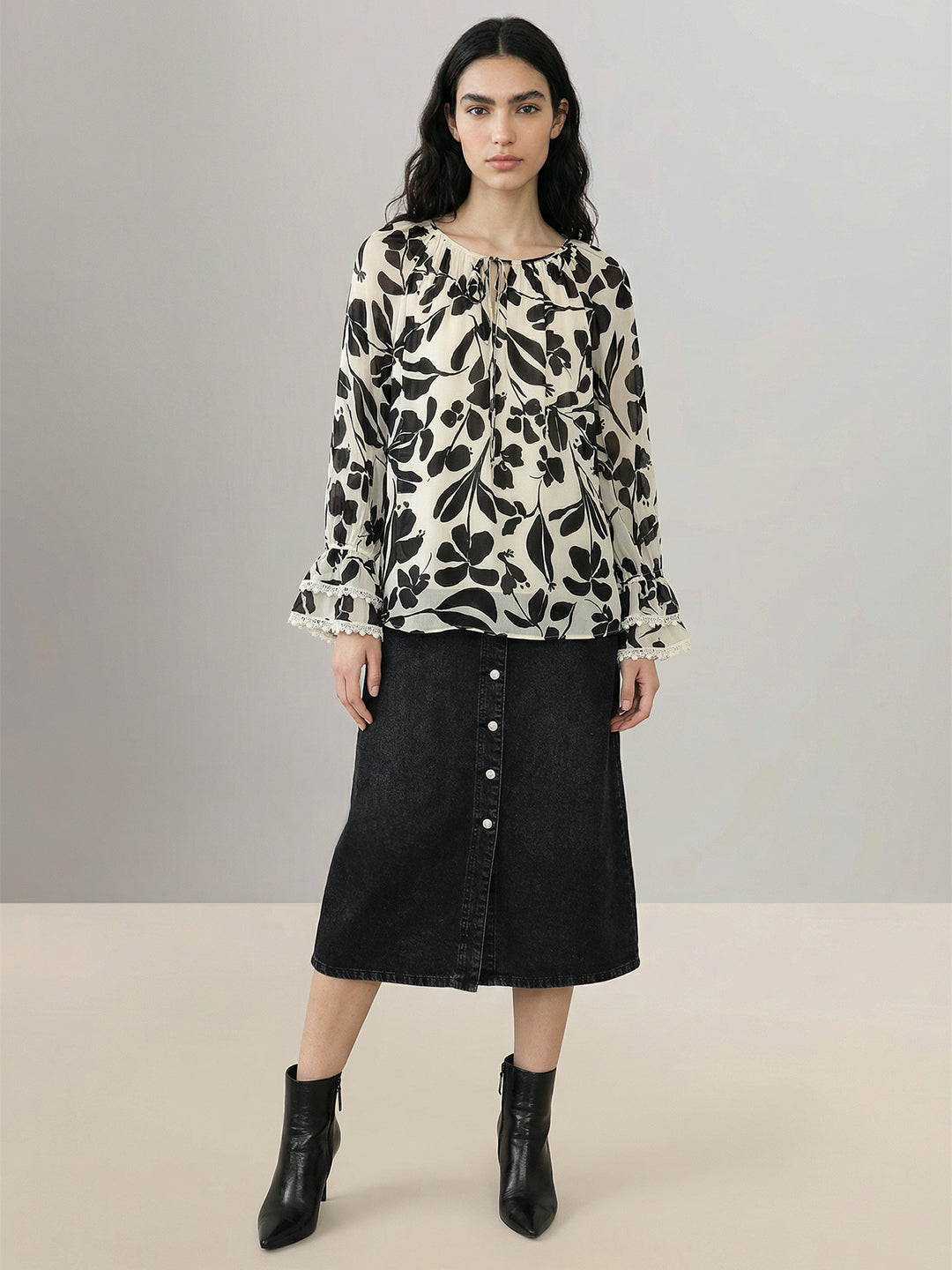 Ecru Printed Top