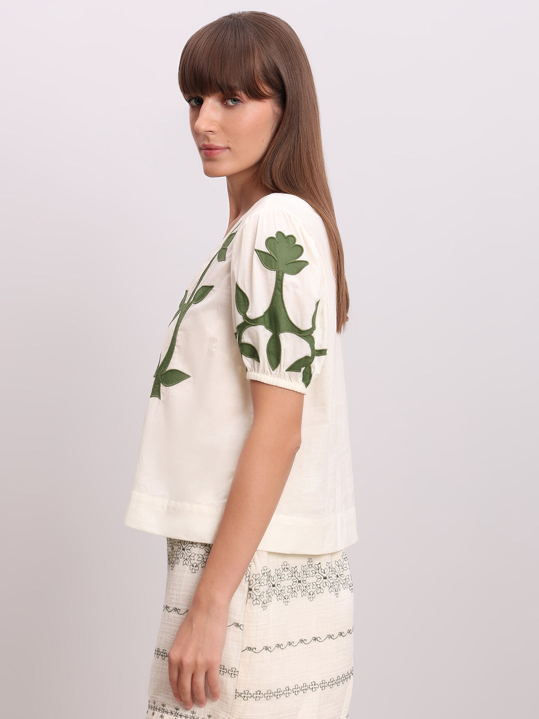 Off-White Embroidered Cotton Top