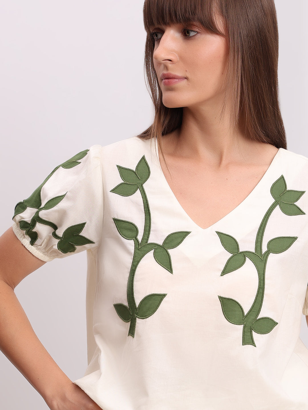 Off-White Embroidered Cotton Top