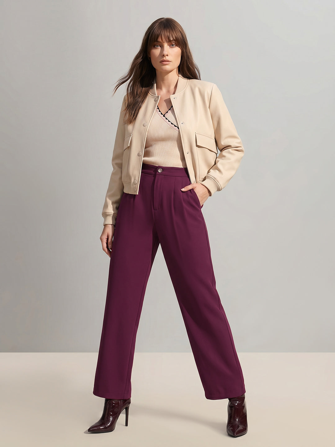 High Rise Straight Fit Trousers