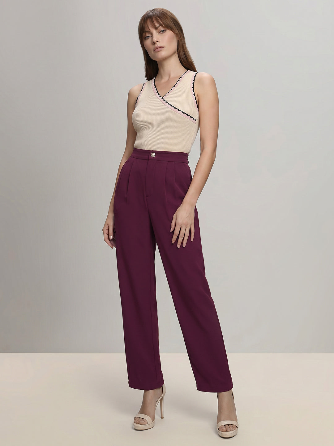High Rise Straight Fit Trousers