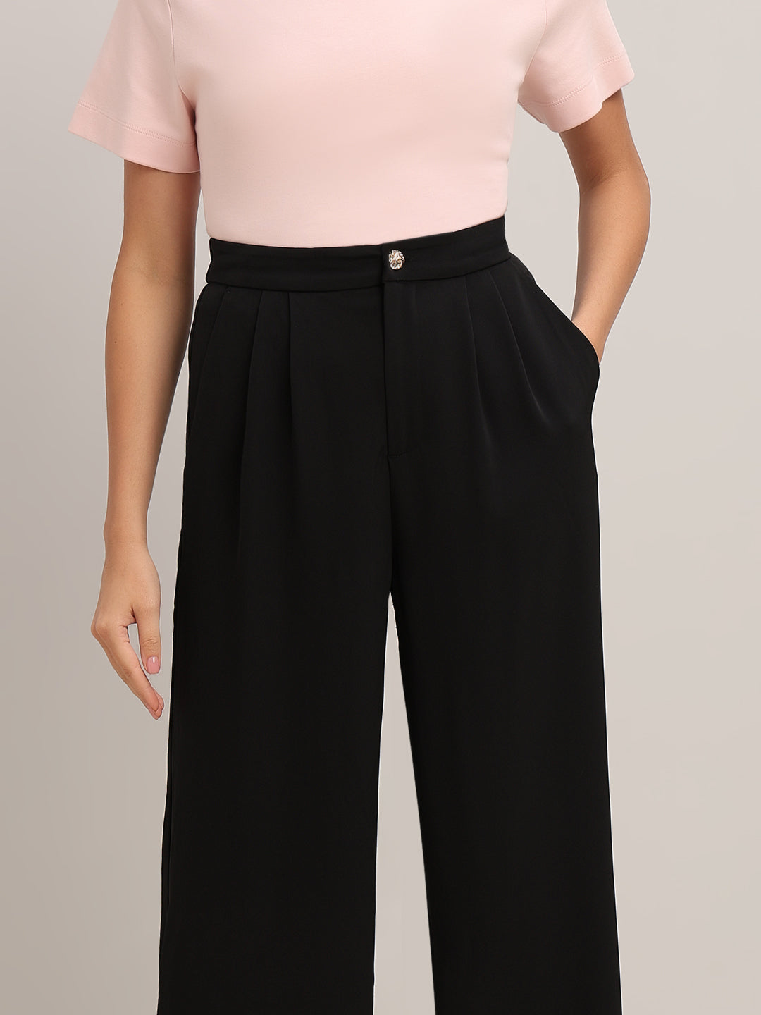 Black Regular Fit Trousers