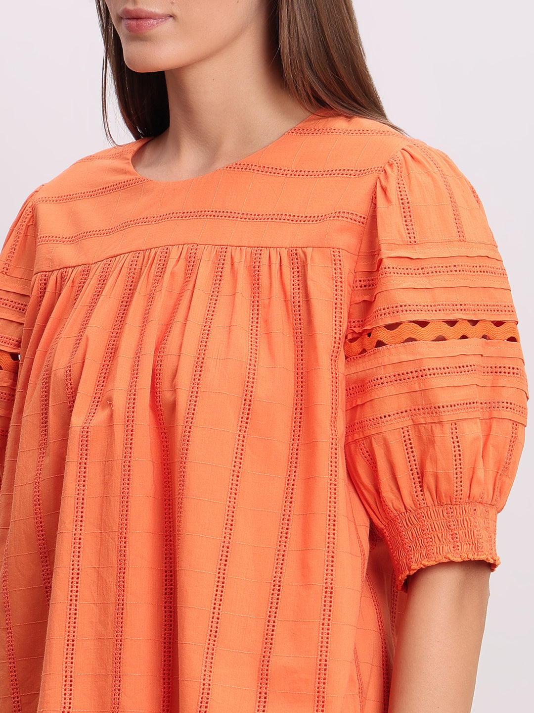 Orange Textured LACE Top