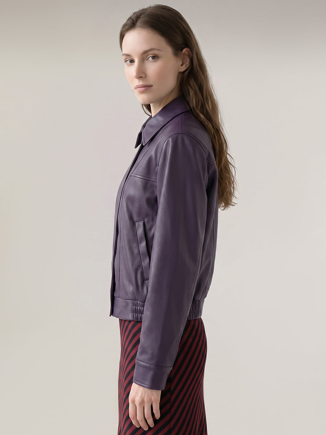Purple Short PU Jacket