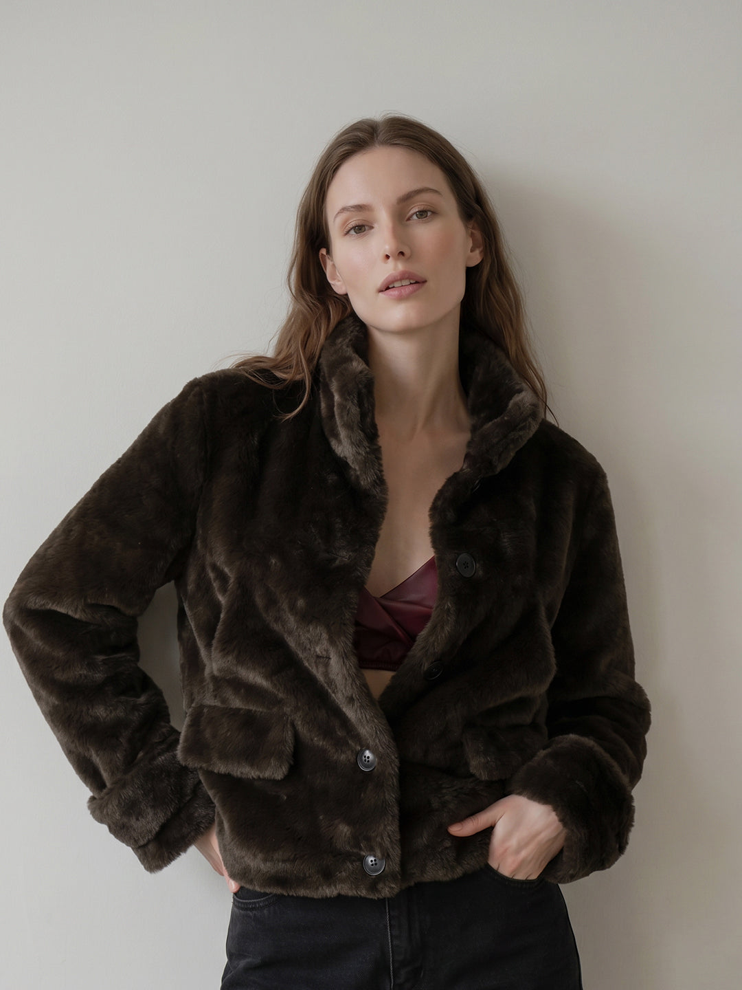 Dark Green Faux Fur Jacket