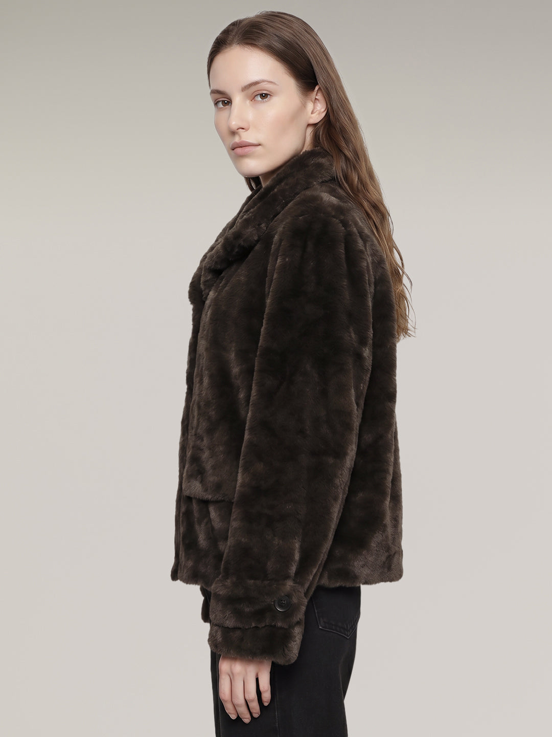 Dark Green Faux Fur Jacket