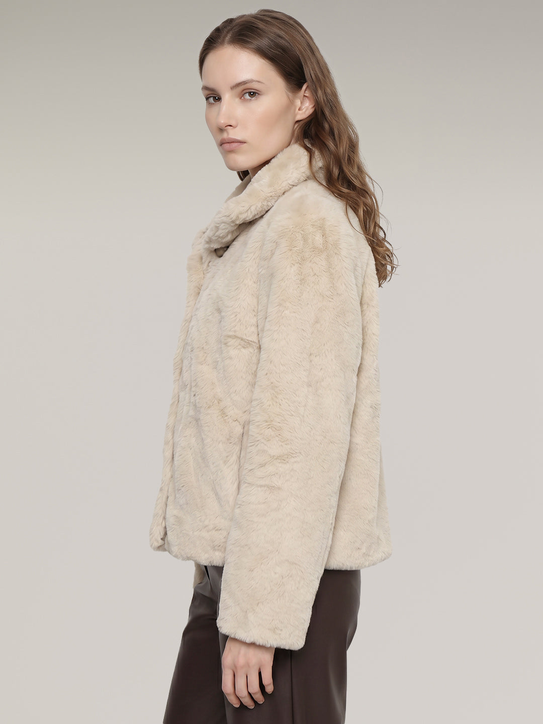Beige Faux Fur Jacket
