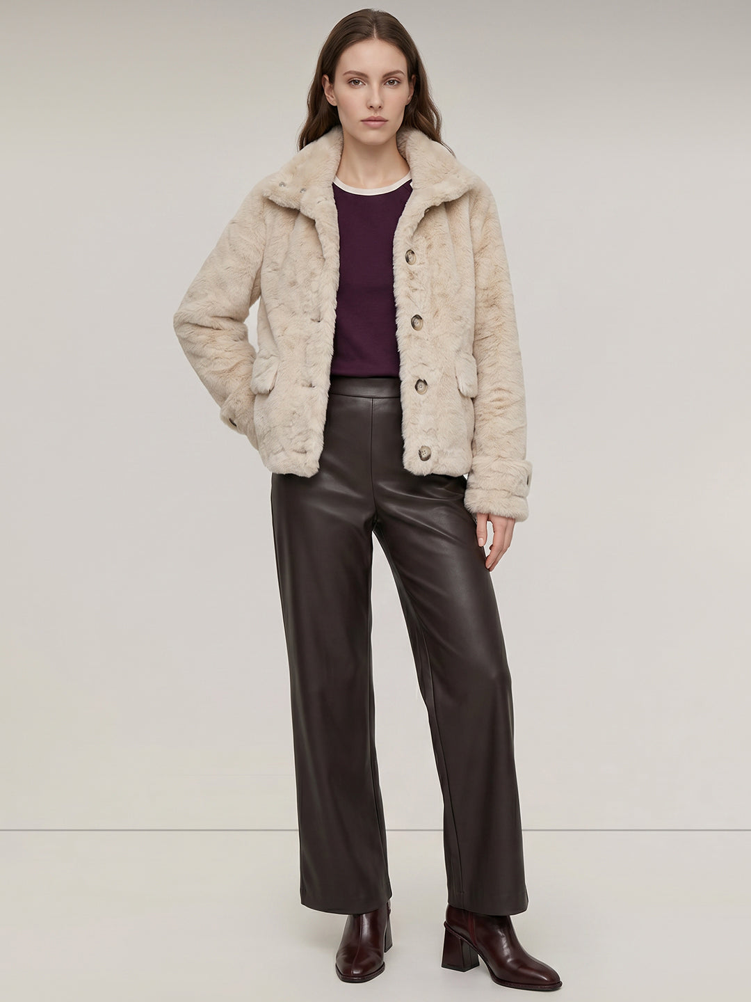 Beige Faux Fur Jacket