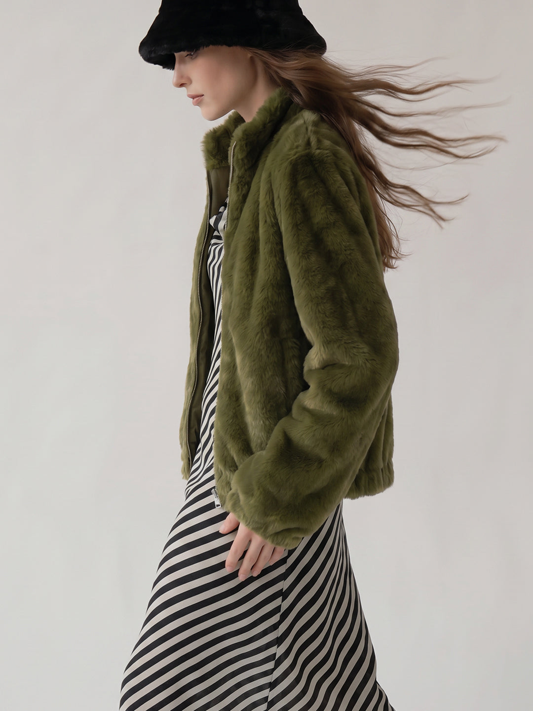 Olive Faux Fur Jacket