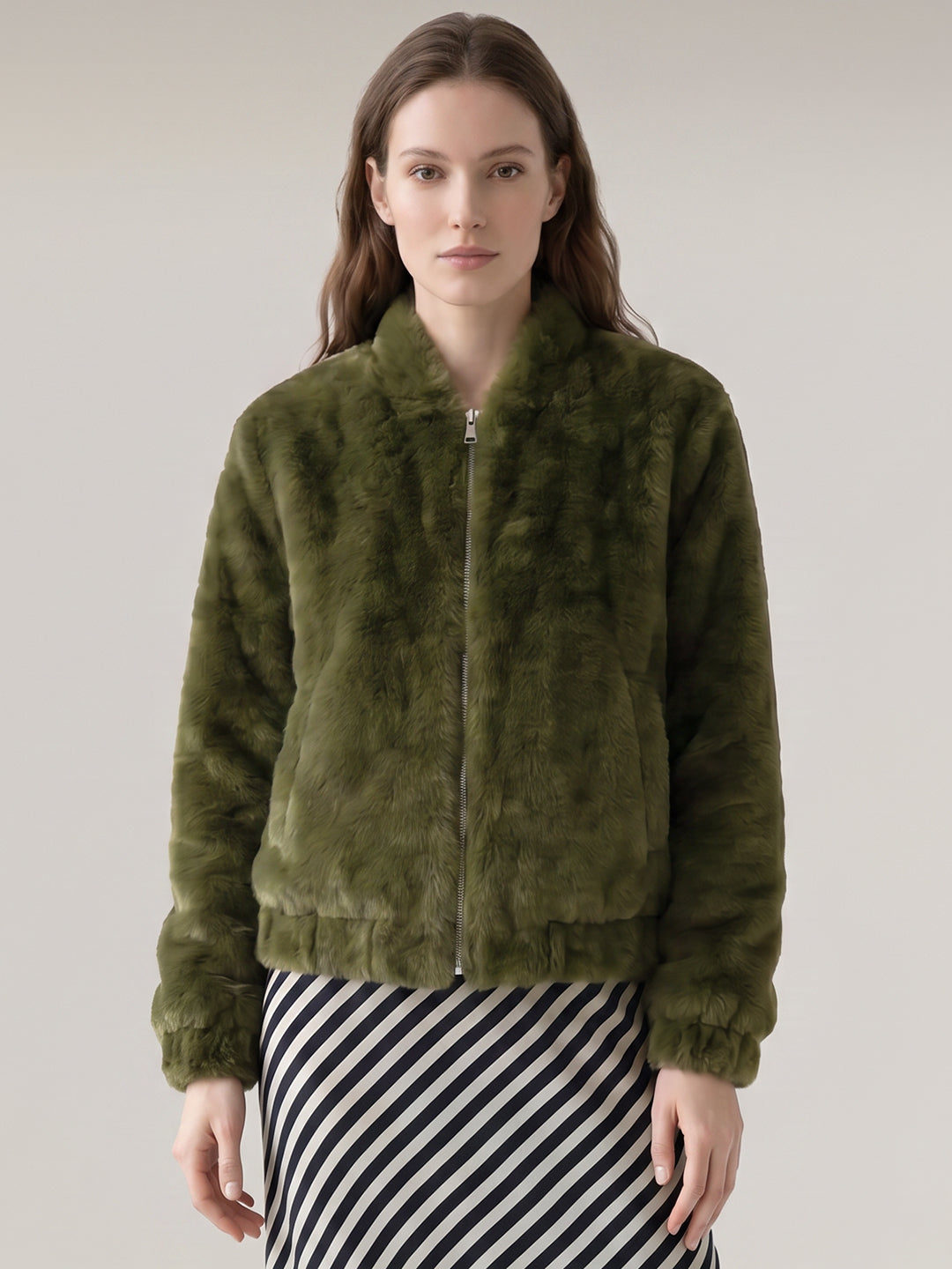Olive Faux Fur Jacket