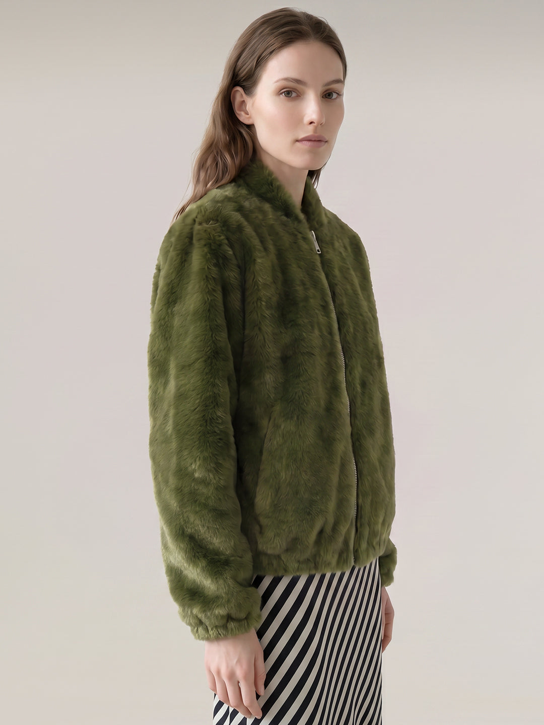 Olive Faux Fur Jacket
