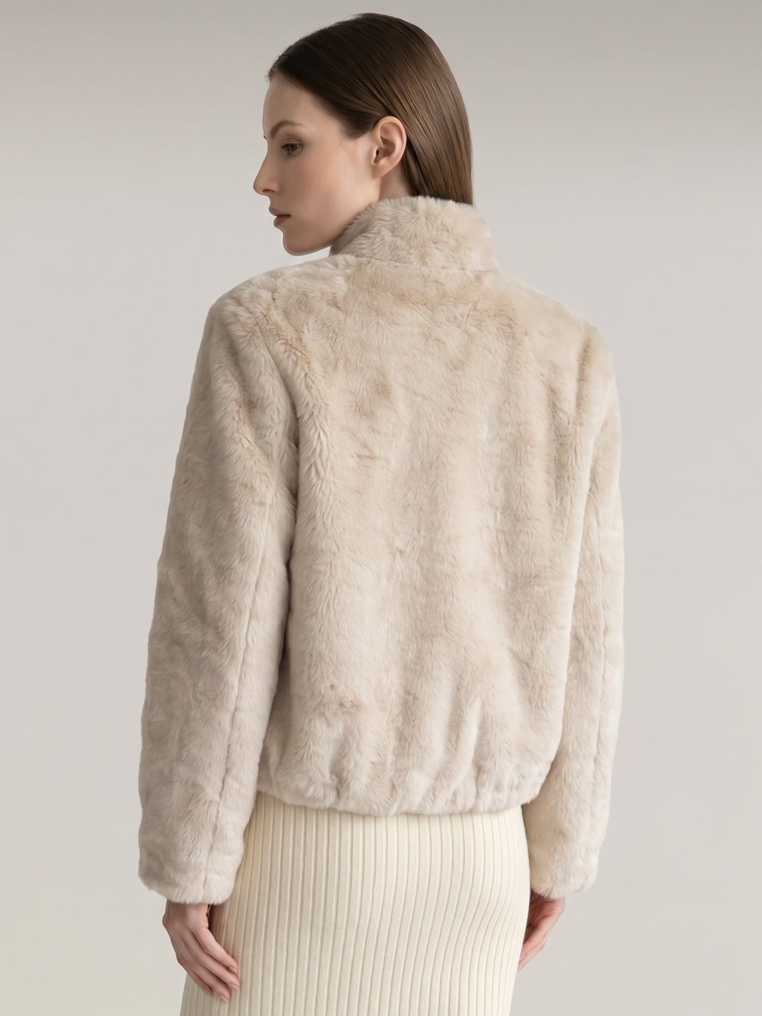 Beige Faux Fur Jacket