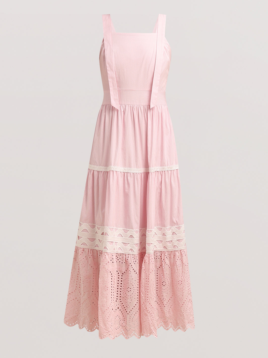 Light Pink Lace Midi Dress