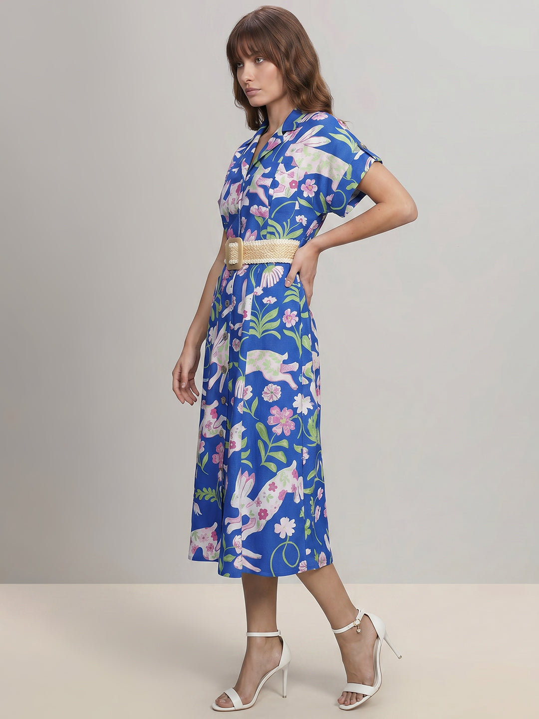Blue Floral Midi Dress
