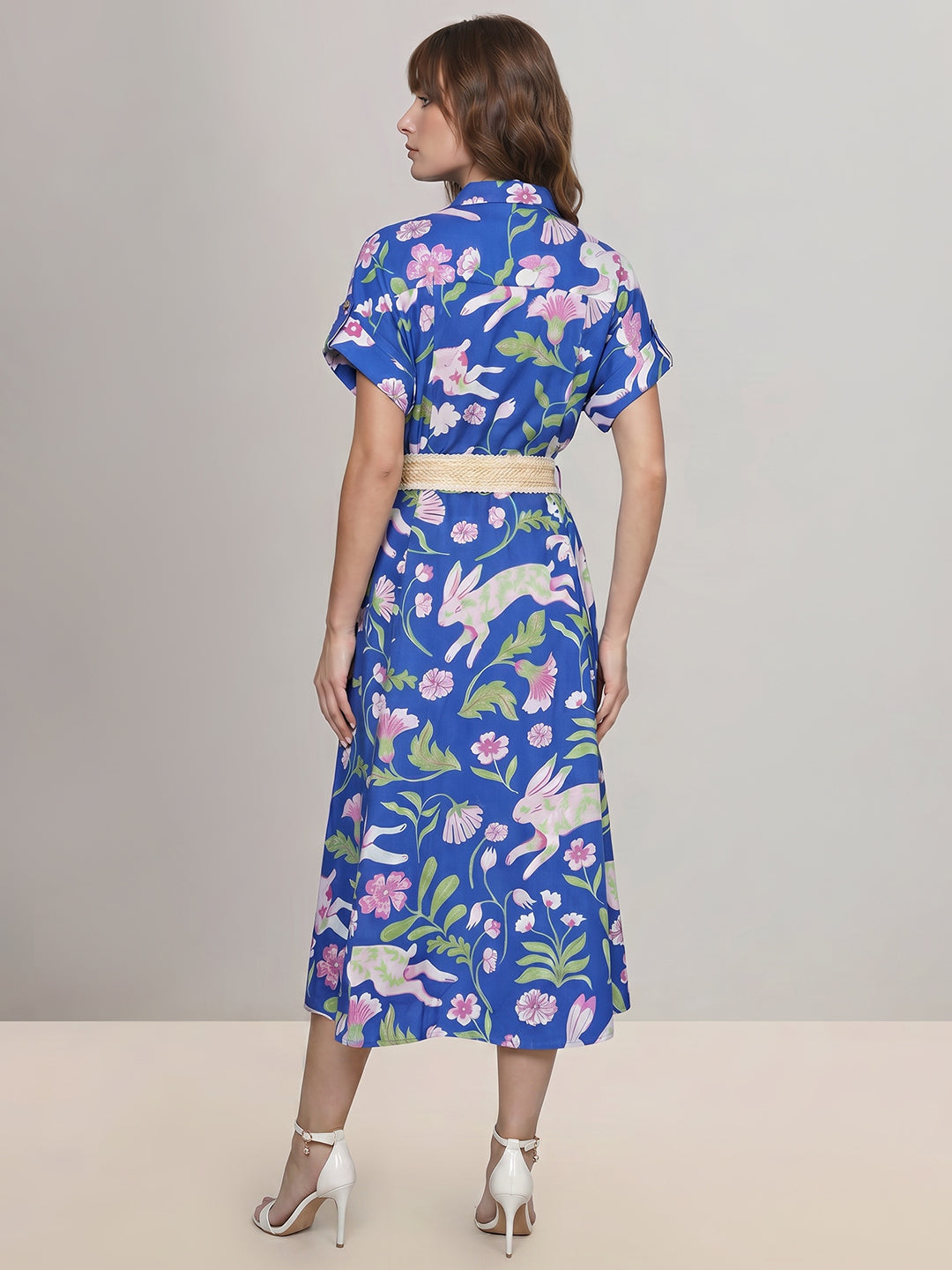 Blue Floral Midi Dress