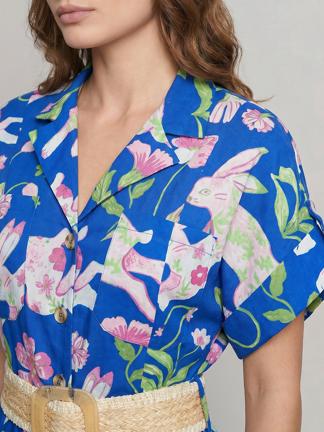 Blue Floral Midi Dress